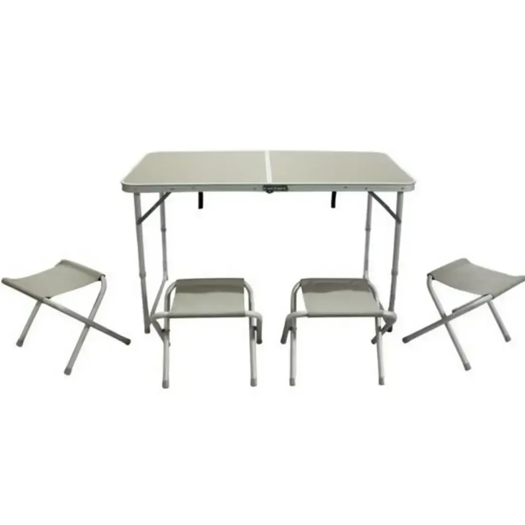 Table de jardin pique nique avec 4 tabourets en aluminium