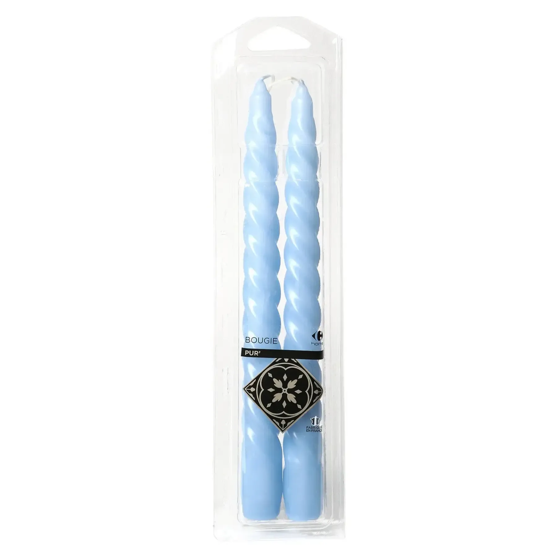 Boite de 2 Bougies Torsadées Bleue