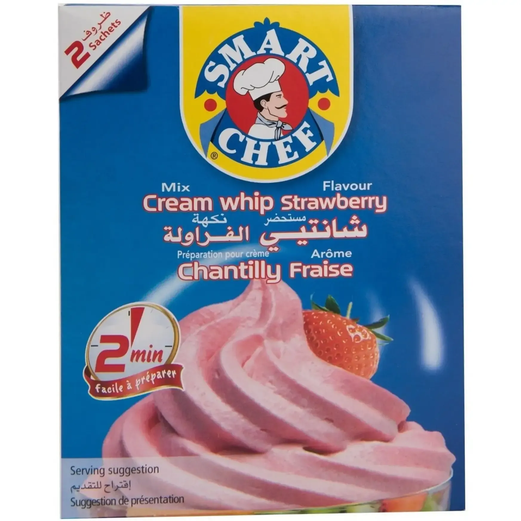 Préparation de crème chantilly fraises
