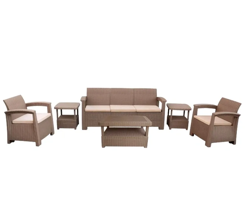 Salon de jardin 5 places Syphax Light Brown