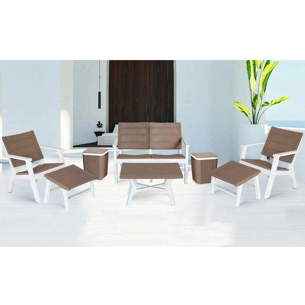 Salon central park avec 2 tabourets