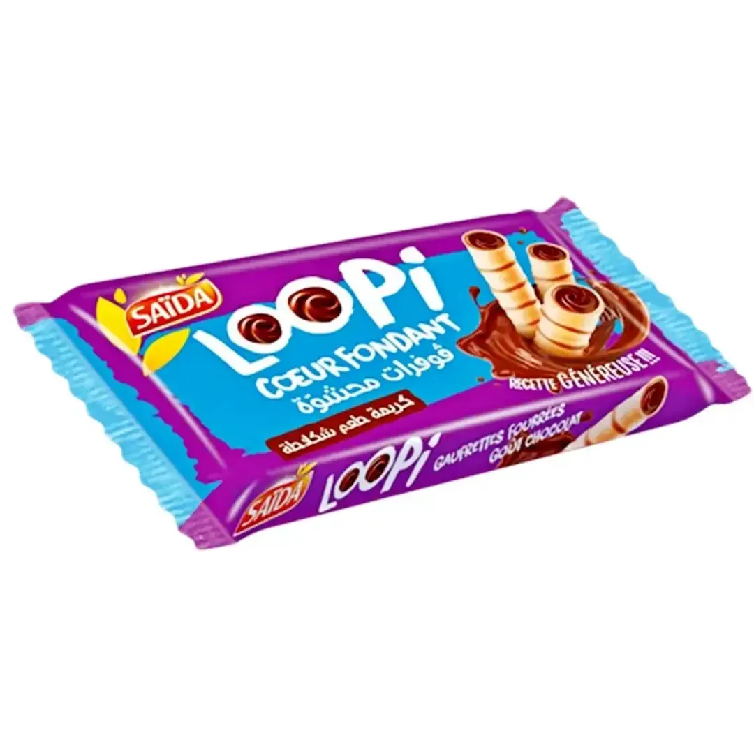 Biscuits fourrées goût chocolat LOOPI cœur fondant 