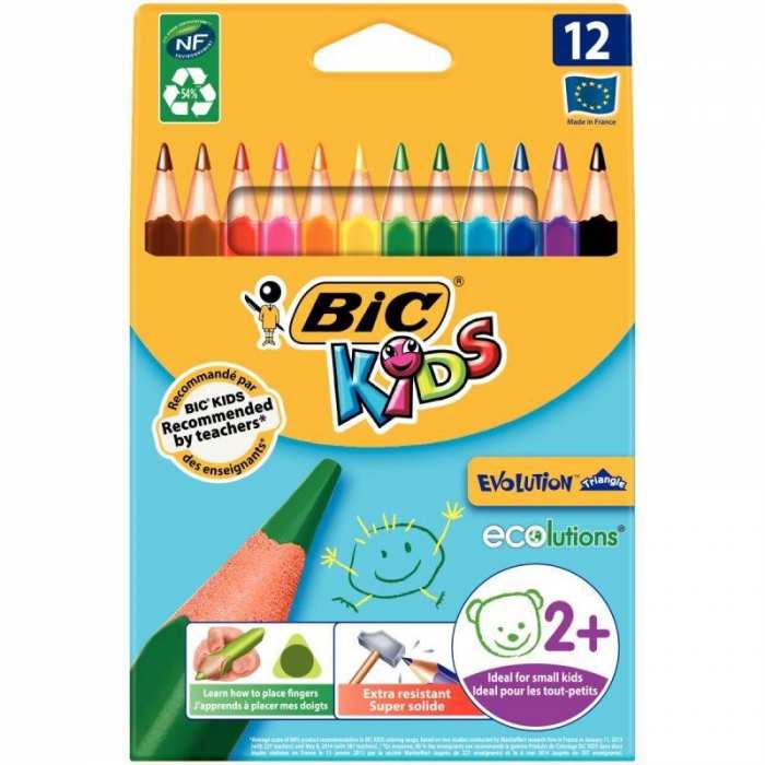 12 Crayons de couleur Triangulaires Evolution