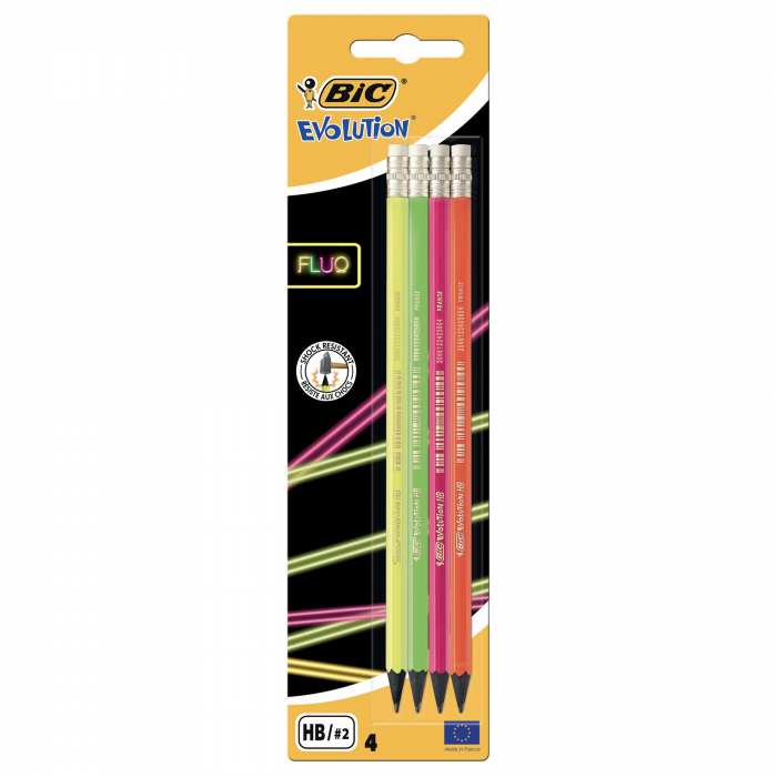 Crayons de graphite fluo avec gomme