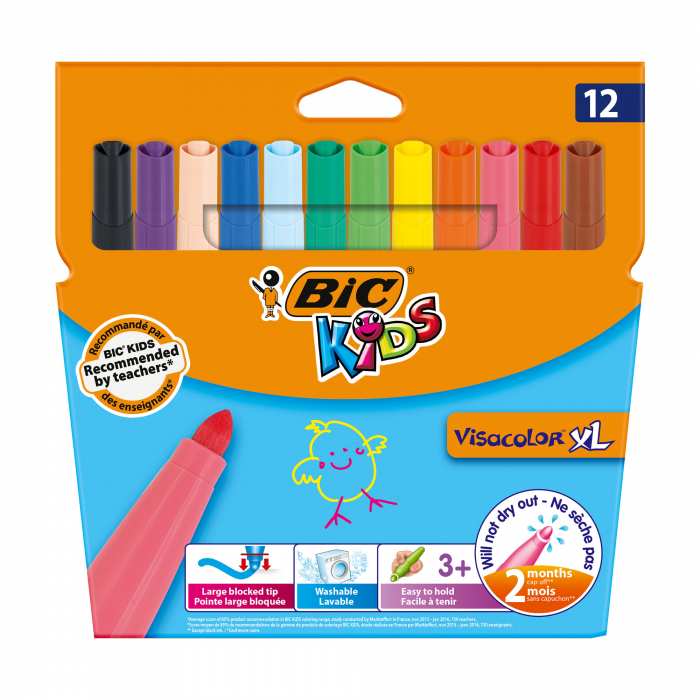 Blister de 12 feutre de coloriage Bic Kids VISACOLOR XL