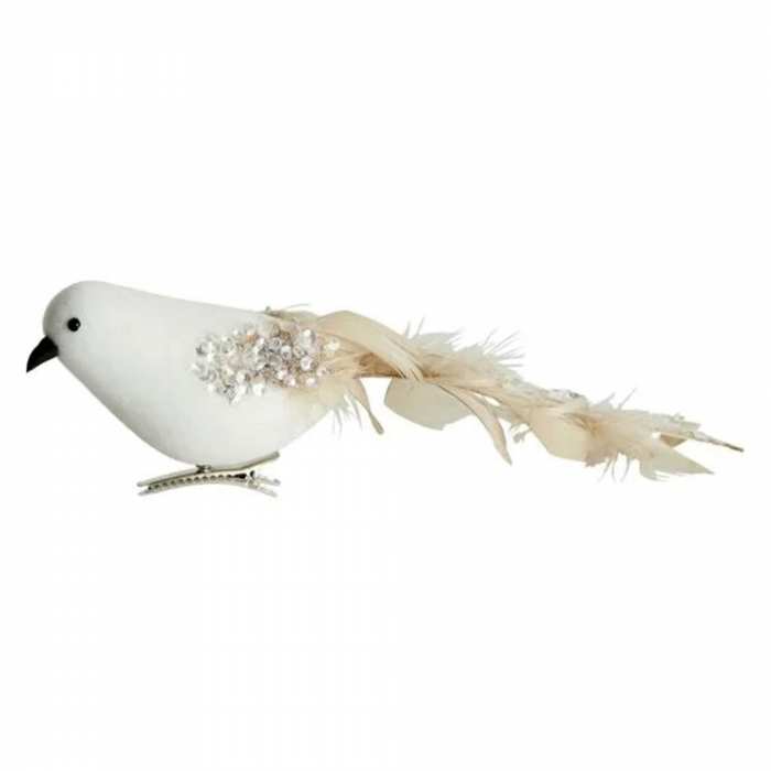 Oiseau blanc à clip 25cm