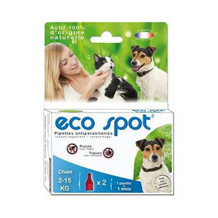 Lot de 2 pipettes de 1ml Eco spot anti-puce naturelle pour chien