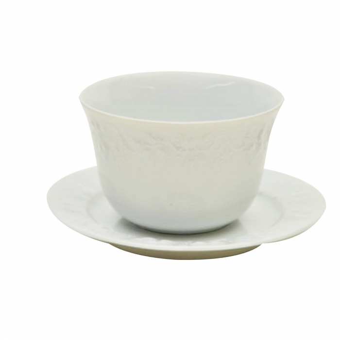 Tasse et sous tasse à thé 20cm vendange blanc
