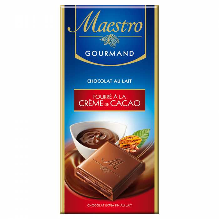 Chocolat gourmand au lait fourré à la crème de cacao