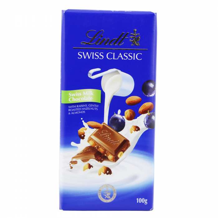 Chocolat Swiss Classic aux raisins et noisettes