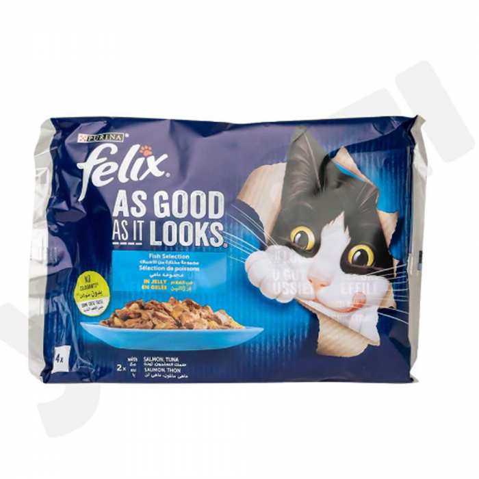 Lot de 4 boites de 85g d'aliments composés thon saumon pour chat - Felix 