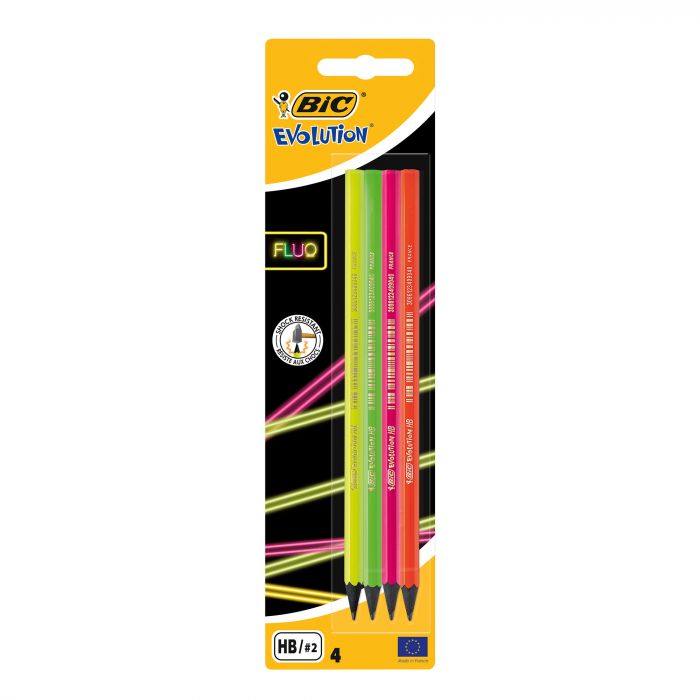 Lot de 4 crayons Bic Evolution Fluo