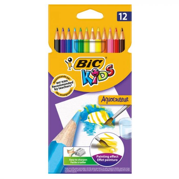 Lot de 12 crayons de couleur Aquacouleur