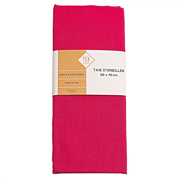 Taie d'oreiller fuchsia en coton