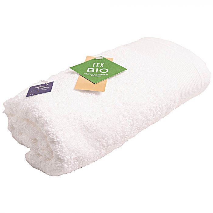 Serviette de bain éponge bio blanche en coton