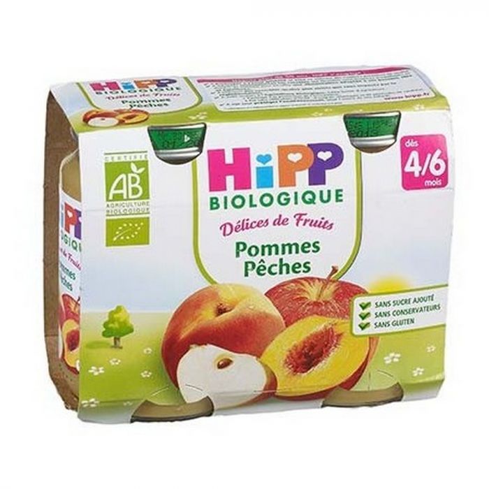 Compote biologique pomme & pêche HIPP