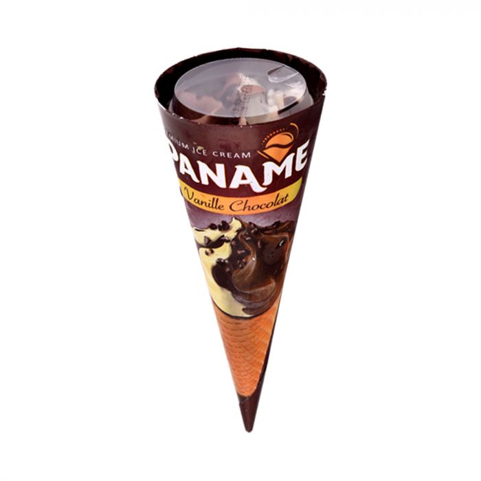 Glace cône à la vanille et chocolat