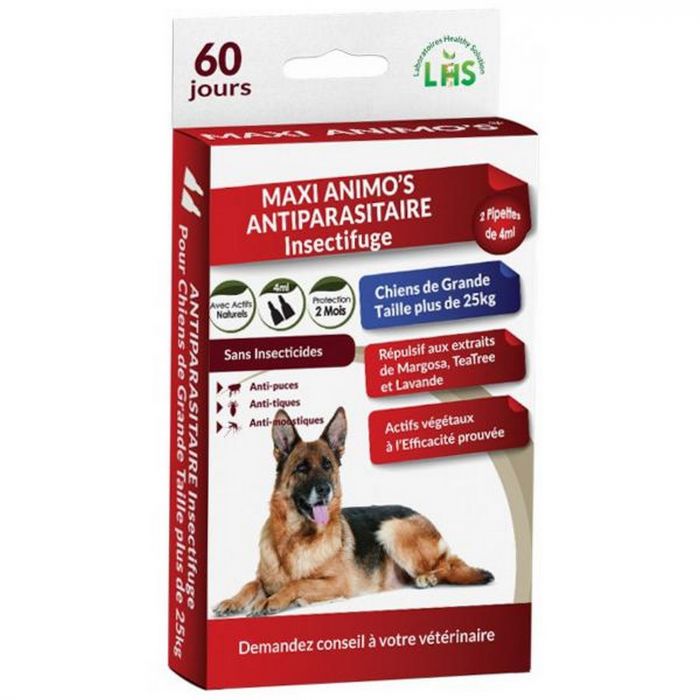 Lot de 2 insectifuges de 4ml pour grand chien