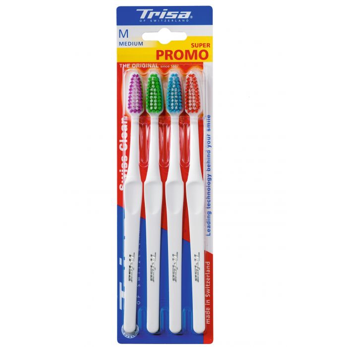 Lot de 4 Brosses à dents Swiss Clean Medium